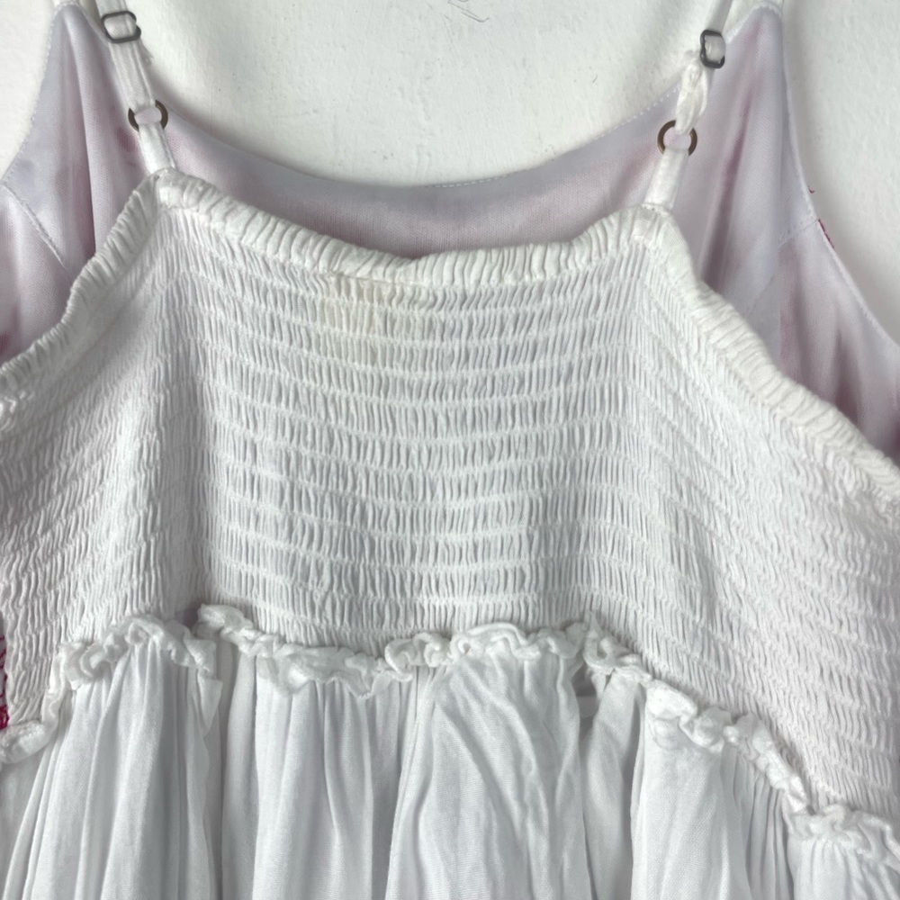 Japna White Mini Dress with Pink Embroidery Size Medium - Picture 10 of 12